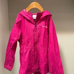 Columbia Kids Fuchsia Rain Jacket, Size Small 7/8